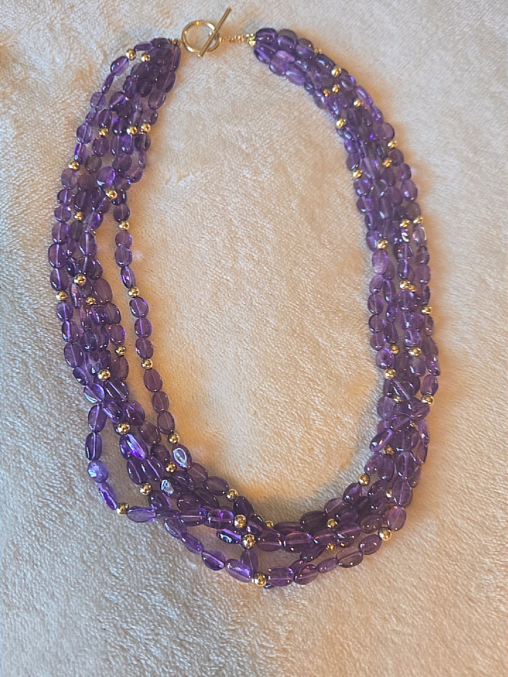 Zoe B Multi-Strand Purple Amethyst Beaded Necklace with 14k Gold Accents